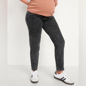 Old Navy Maternity OG Straight Leg Jeans Size 18 Full Panel Gray Denim Stretch